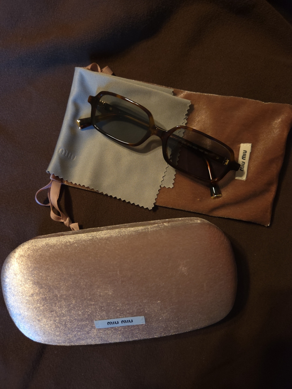 Miu Miu Brown Rectangle Sunglasses - Brown